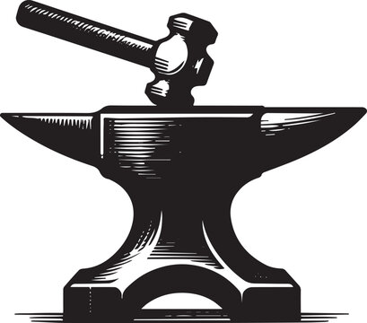 black anvil and hammer, blacksmithing clip art preview