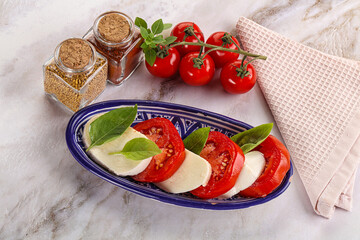 Italian caprese salad with mozzarella