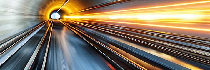 Through the blur of motion in a futuristic tunnel, the exhilaration of speed and technology transports us to a world where travel transcends time, 