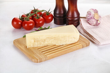 Piece Italian hard parmesan cheese
