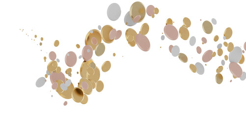 Glittering Spectacle: Captivating 3D Illustration of Glittery gold Confetti