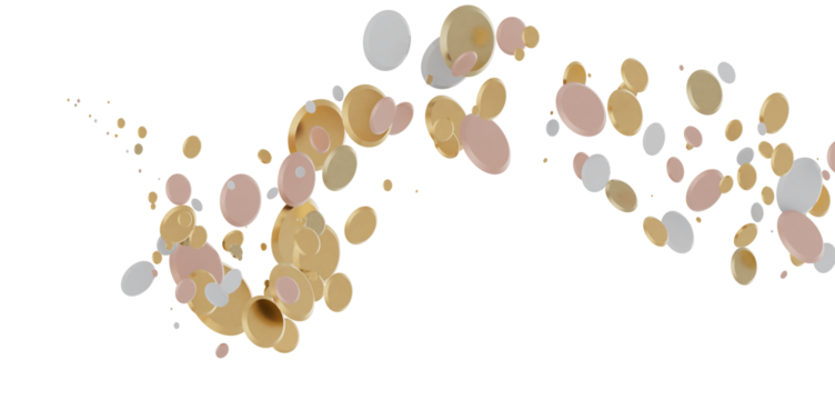 Cascading Splendor: Striking 3D Illustration Showcasing a Dazzling gold Confetti Display