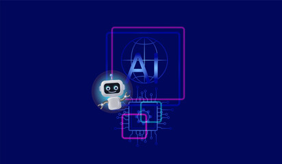 3d chatbot. Artificial intelligence in science, business,
 technology and engineering medicine. Vector image, space for copying