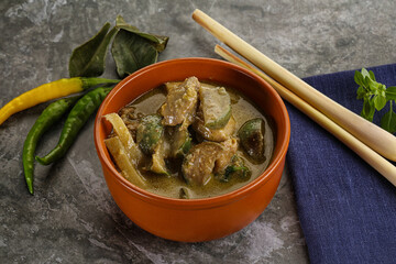 Thai green curry soup with basil