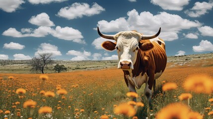 rodeo texas cow - obrazy, fototapety, plakaty
