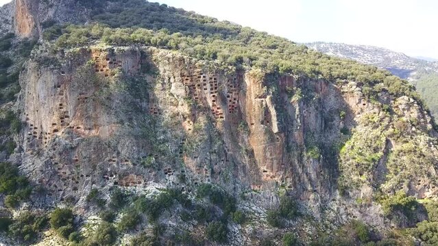 Discovering Pinara's Stunning Cliffside Tombs: A Mesmerizing Drone Expedition Through Turkey's Breathtaking Landscape
