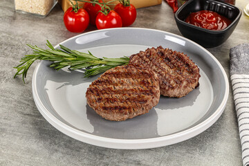 Grilled two beef burger cutlet