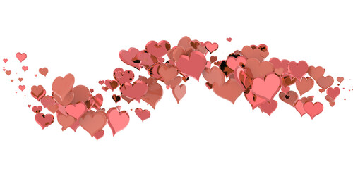  Red heart love confettis. Valentine's day falling