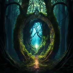 Mystical portal in the forest