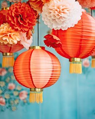 Chinese paper lantern on Chinese New Year background