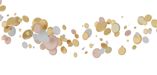 Gilded Celebration: Magnificent 3D Illustration of a Grand gold Confetti Event