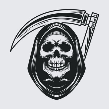 Spooky grim reaper, Ghost Face Vector, Silhouette Vector Illustration Graphics