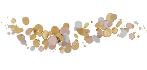 Glittering Spectacle: Captivating 3D Illustration of Glittery gold Confetti