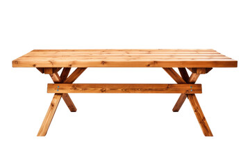 Handcrafted Wooden Picnic Table Isolated On Transparent Background