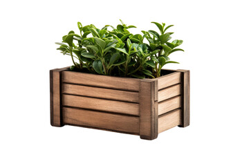 Handcrafted Wooden Planter Box Isolated On Transparent Background - obrazy, fototapety, plakaty