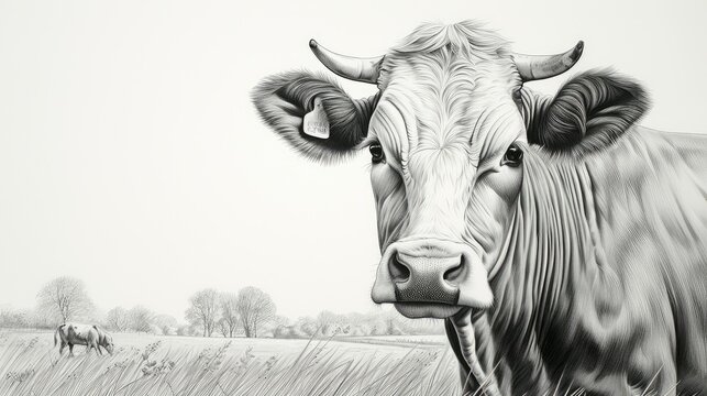 farm cow drawing