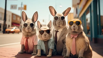 Deurstickers Easter bunnies in city © neirfy