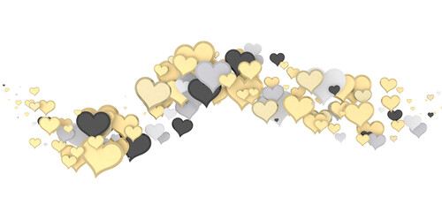 colorful flying hearts on a blue background. 3d