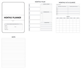Editable Monthly Planner Kdp Interior printable template Design.