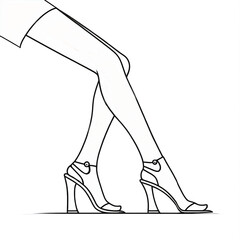 Women's legs in shoes. Sketch. Drawing of legs. Pencil drawing.