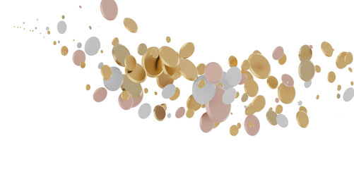 Gilded Celebration: Magnificent 3D Illustration of a Grand gold Confetti Event