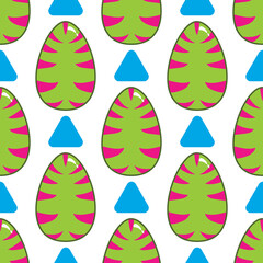 Seamless pattern with vector cartoon Easter eggs. Holiday illustration