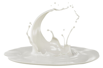 White milk splash isolated on background, liquid or Yogurt splash 3d illustration.