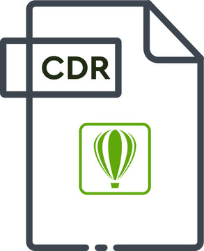 CDR File format minimal icon with black outline