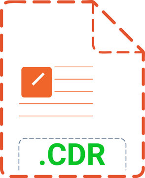 CDR  File Icon Cinnabar dashed rounded  outline