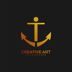 Anchor logo gradient vintage design