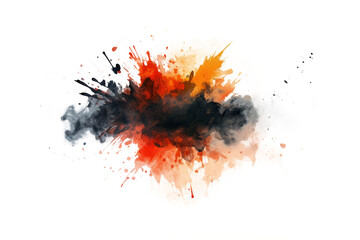 explosion created with ink splatters, providing a dynamic and unpredictable effect on a white canvas.