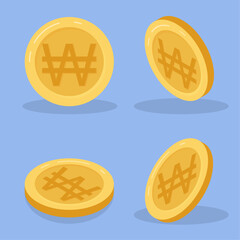 Won gold coin vector illustration