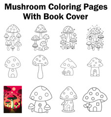 Mushroom Coloring book. Game for kids. Vector  Outline design