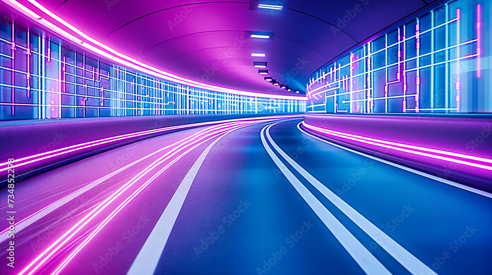 Poster in the blur of speed, a journey along the highway at night transforms into a dynamic interplay of li