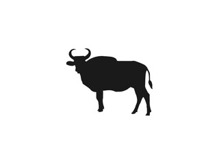Bull silhouettes set icon. Black silhouette cow isolated on white. Hand drawn vector illustration.cow, vector, silhouette, animals, design. Flat vector illustration isolated on white background.
