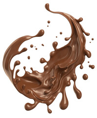 Dark Chocolate splash 3d illustration.