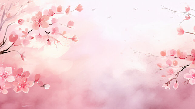 Delicate pink watercolor spring