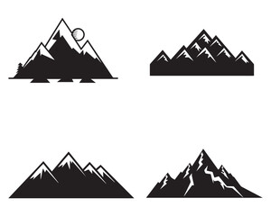 Set of vector mountain and outdoor adventures icon on white background illustration