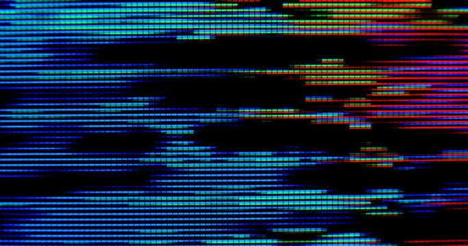 Close-up of colorful glitchy screen macro video
