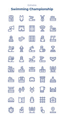 Swimming Championship  line web icon collection.