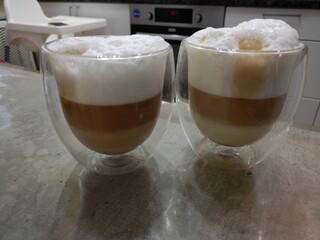 latte in glass