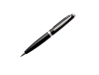 a black pen with silver cap