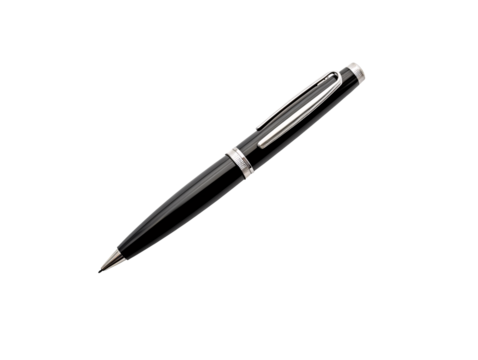 a black pen with silver cap