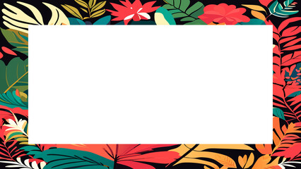 Fototapeta na wymiar Background with tropical leaves and flowers. Floral frame.illustration.
