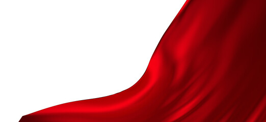 3d render of abstract red cloth falling. - PNG