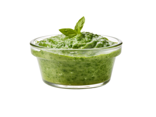 a bowl of green sauce
