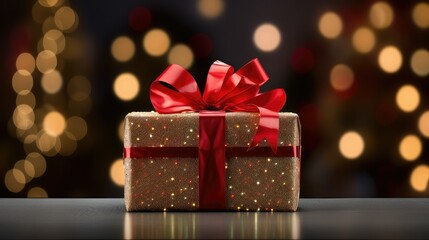 festive holiday gift with bow
