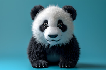 Naklejka premium A very cute panda on a blue background