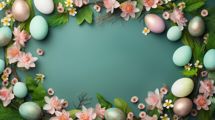 Naklejka na ściany i meble Easter bunny and eggs composition