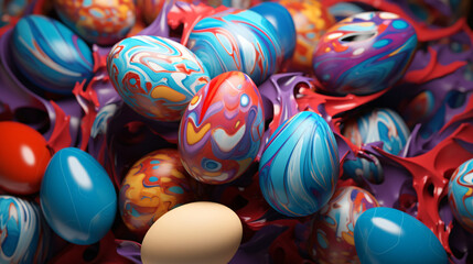 Fototapeta na wymiar Easter bunny and eggs composition